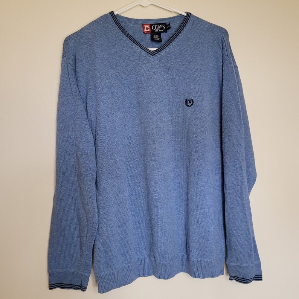 3/$20 Chaps Blue V-Neck Sweater